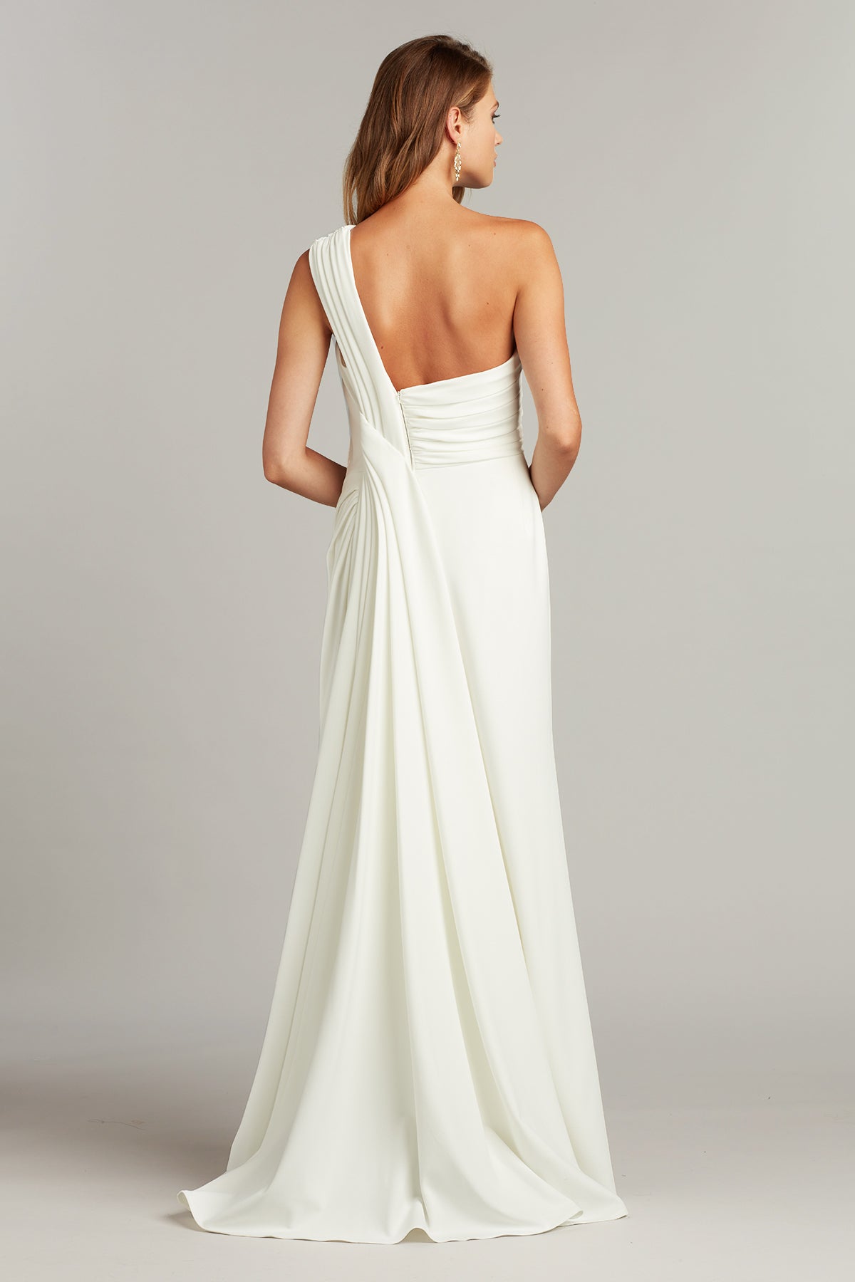 Laine One-Shoulder Crepe Gown – Tadashi Shoji Official Online Boutique