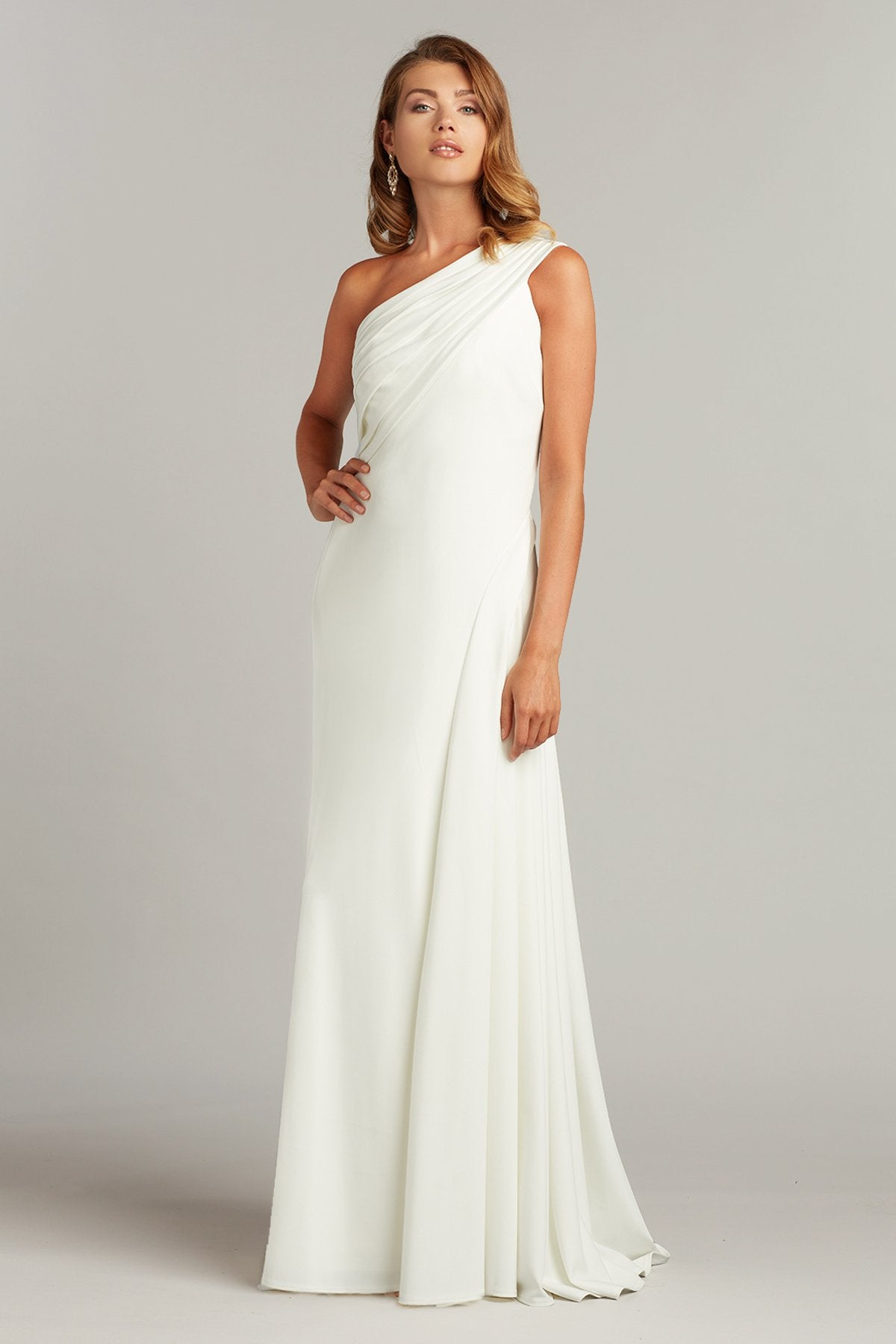 Laine One-Shoulder Crepe Gown – Tadashi Shoji Official Online Boutique