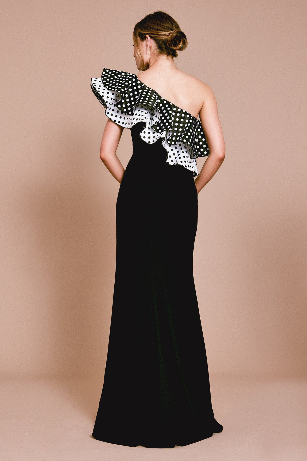 Bentz One-Shoulder Flounce Gown