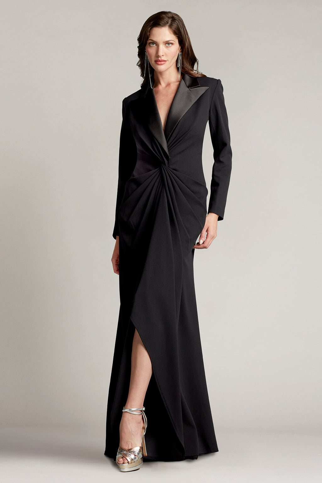 Atike Satin Lapel Tuxedo Gown