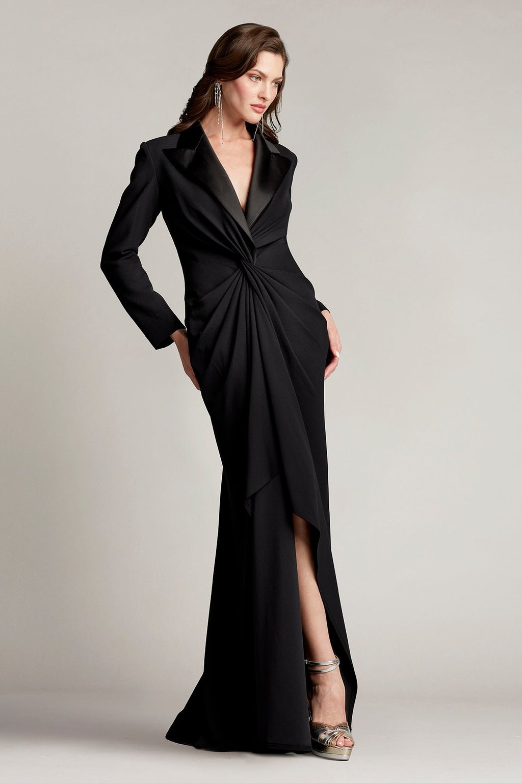 Atike Satin Lapel Tuxedo Gown