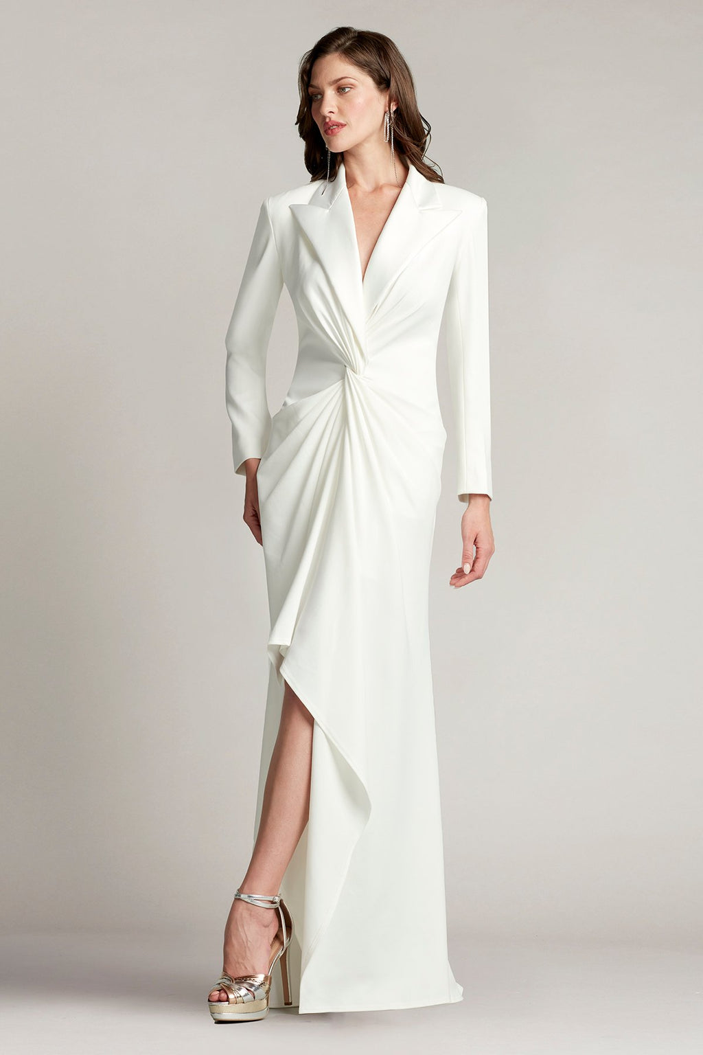 Atike Satin Lapel Tuxedo Gown