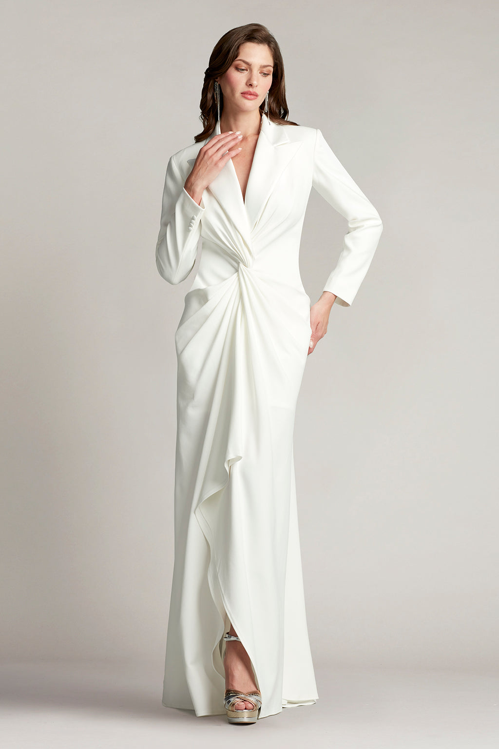 Atike Satin Lapel Tuxedo Gown
