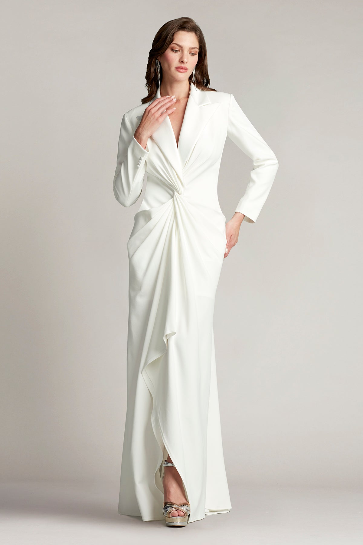 Atike Satin Lapel Tuxedo Gown