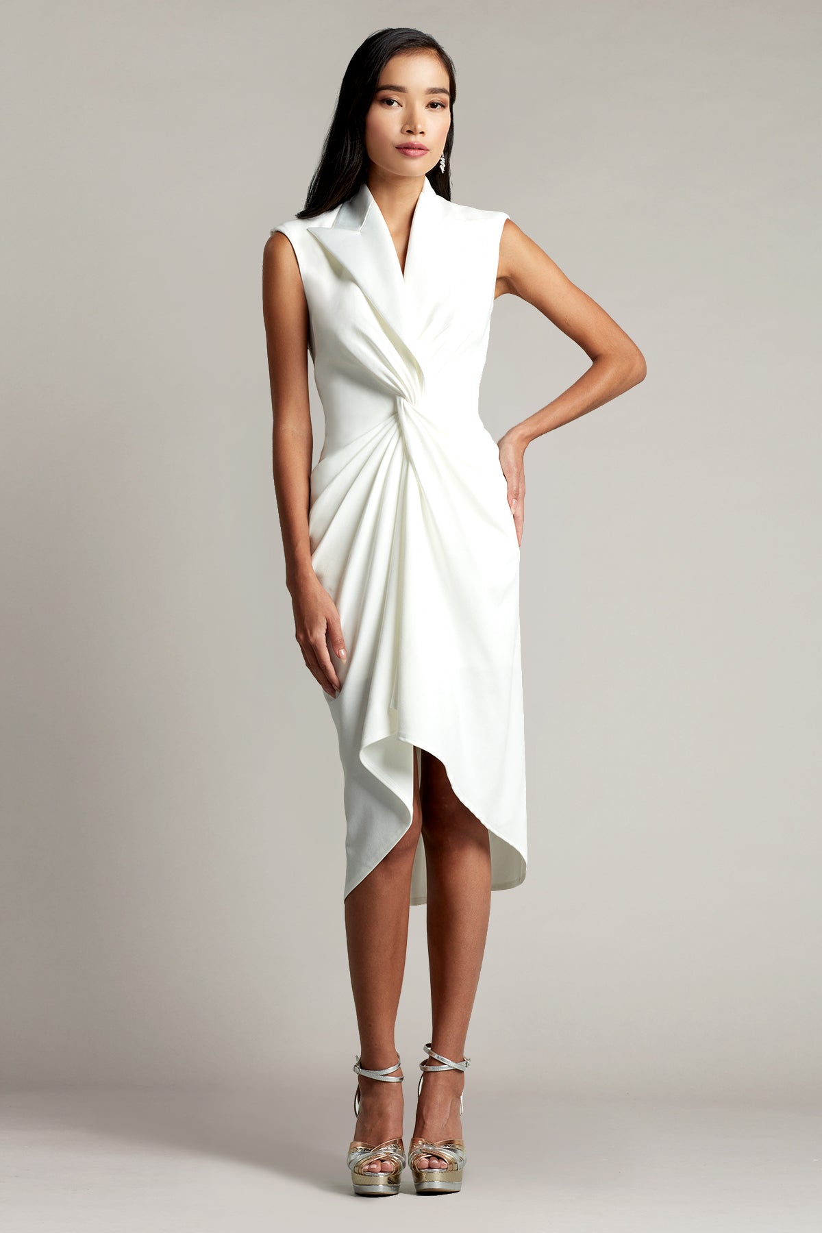Atike Satin Lapel Tuxedo Dress