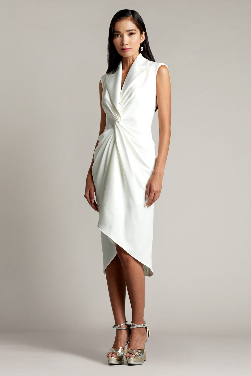 Atike Satin Lapel Tuxedo Dress