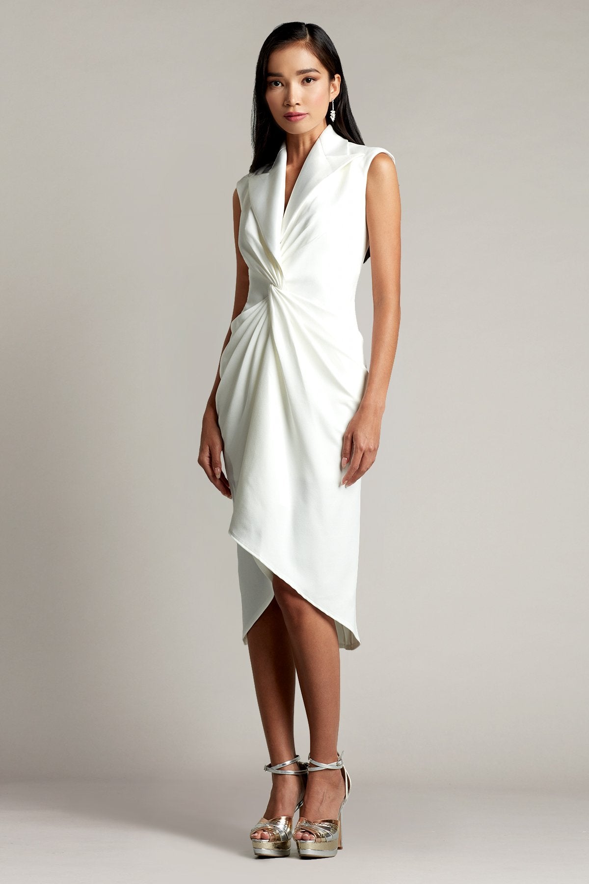 Atike Satin Lapel Tuxedo Dress
