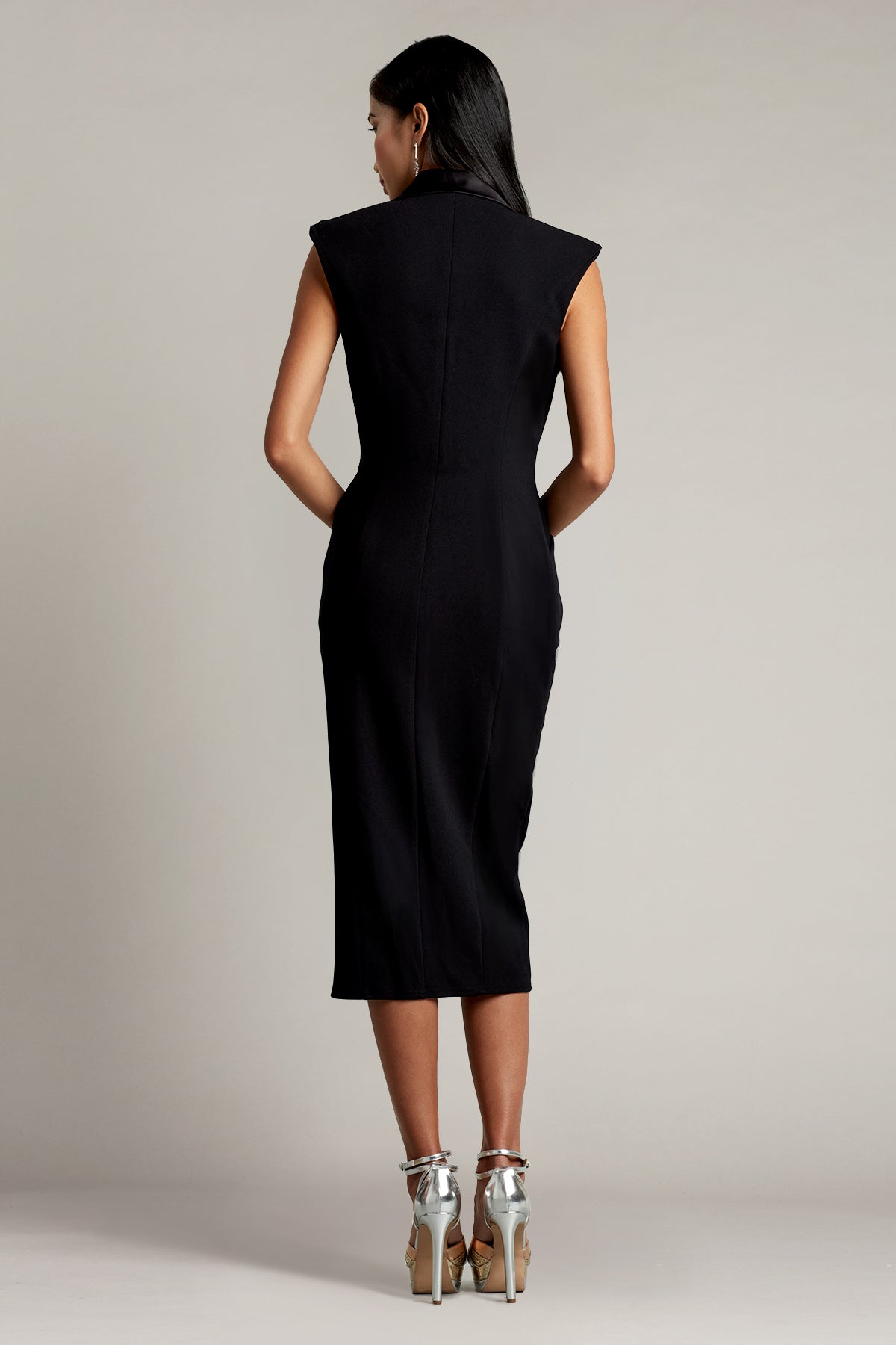 Atike Satin Lapel Tuxedo Dress