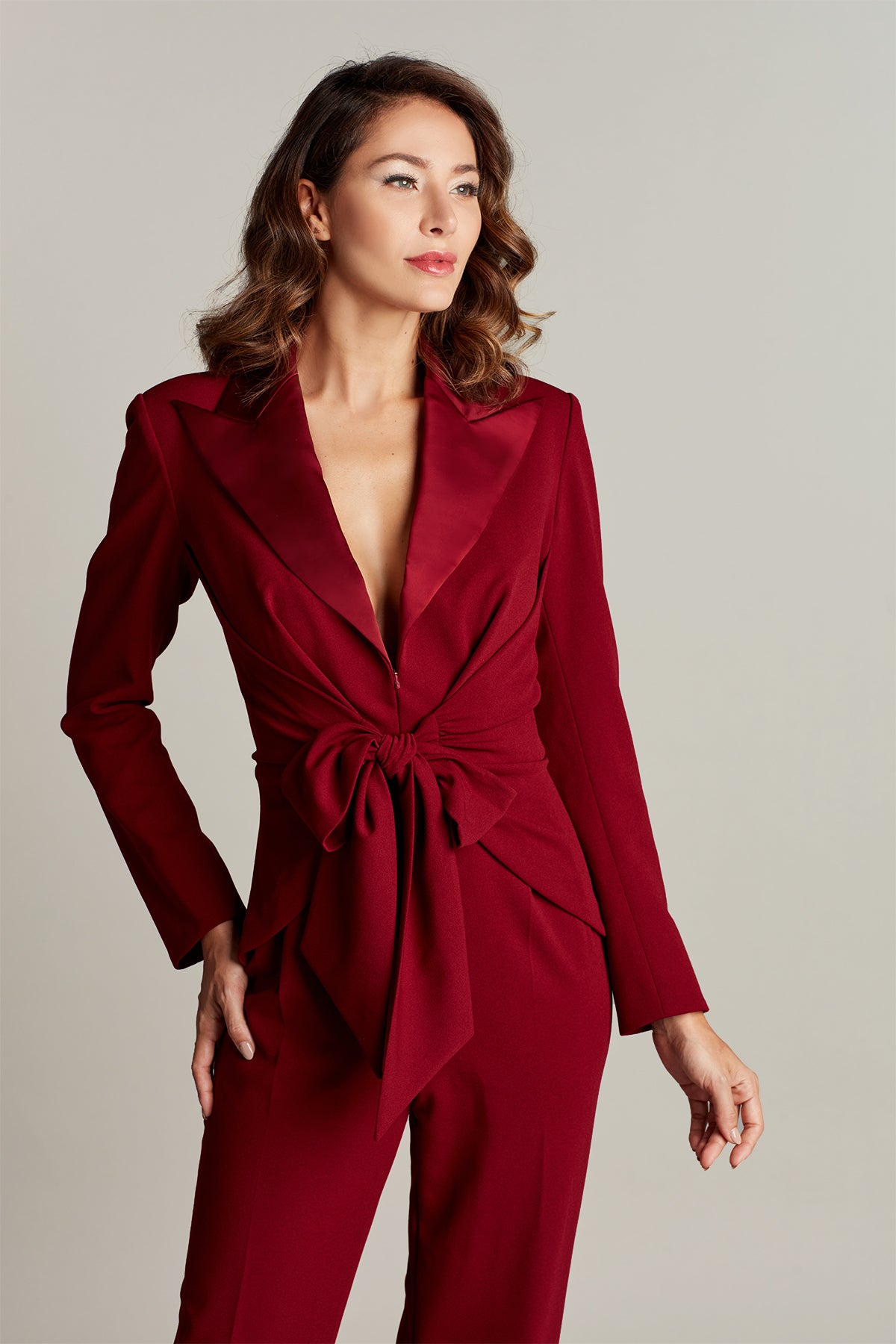 Kader Satin Lapel Tuxedo Jumpsuit 