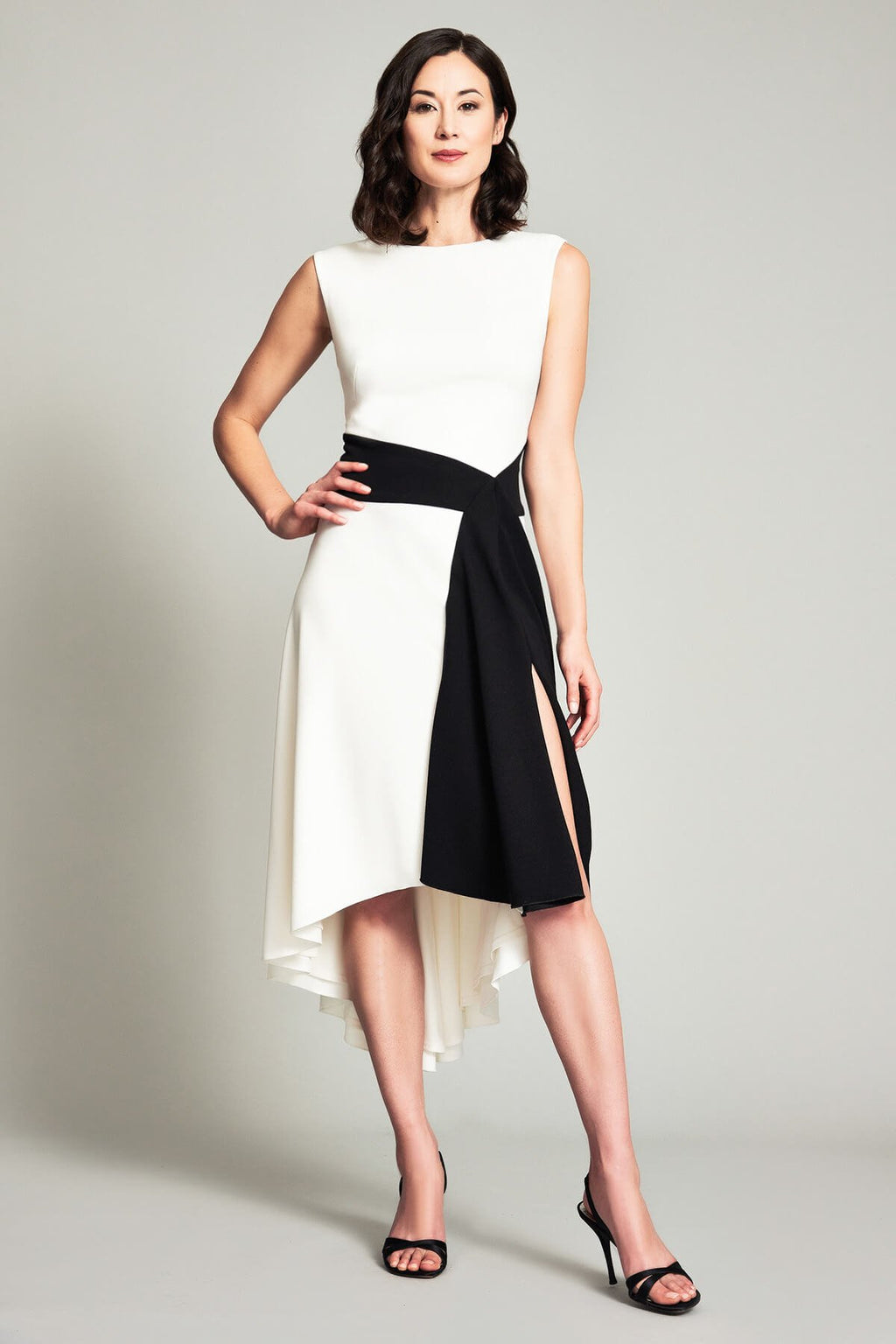 Kana Flared Skirt Slit Dress