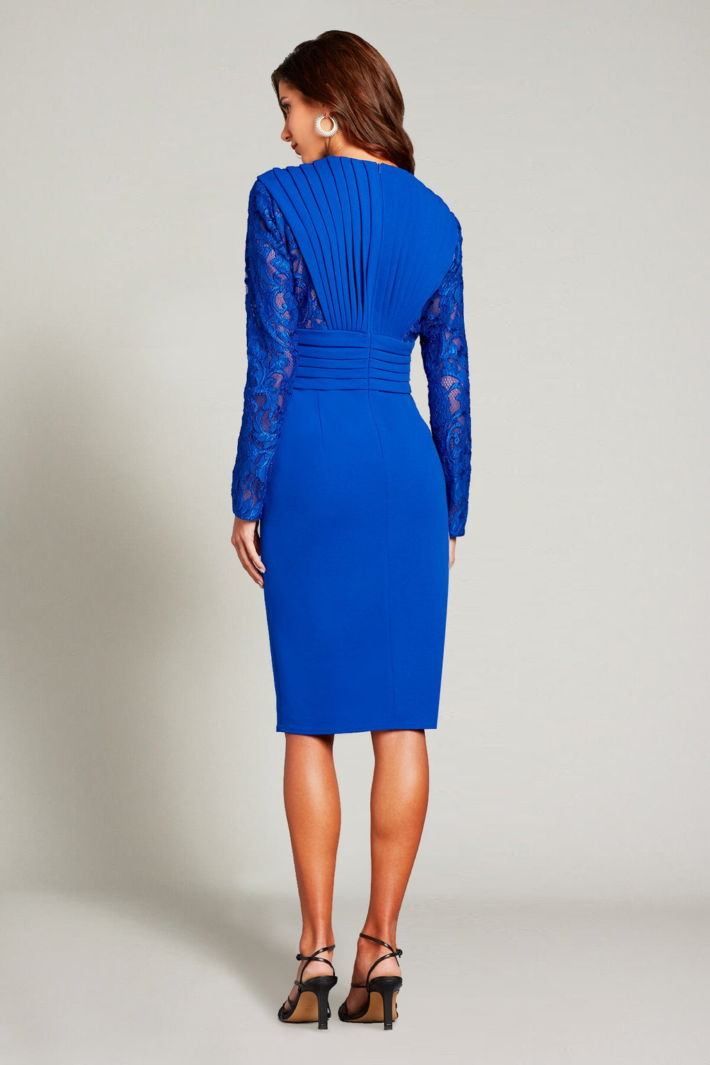 Hira Pleated Crepe & Lace Dress