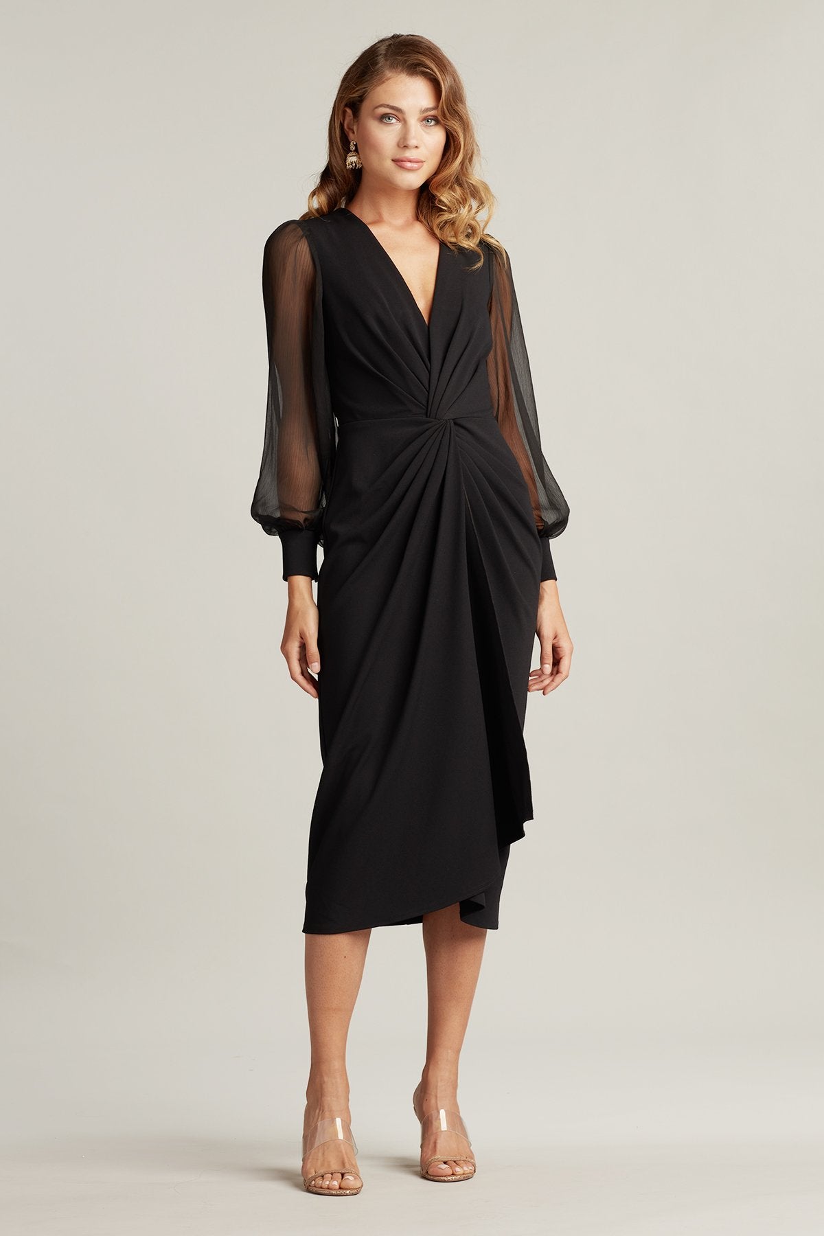 Gilliam Twist-Drape Midi Dress