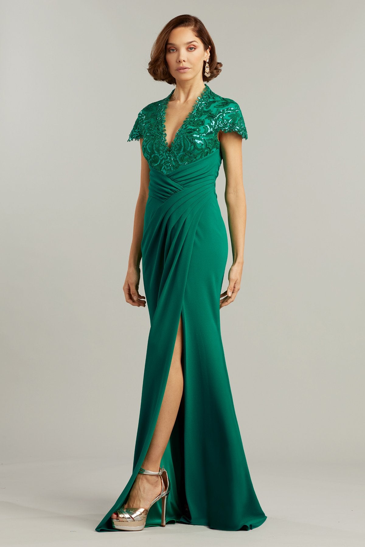 Percy Sequin-Embroidered Crepe Gown