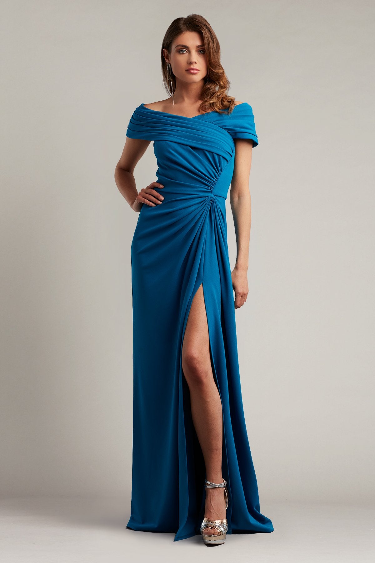 Marion Draped Crepe Gown
