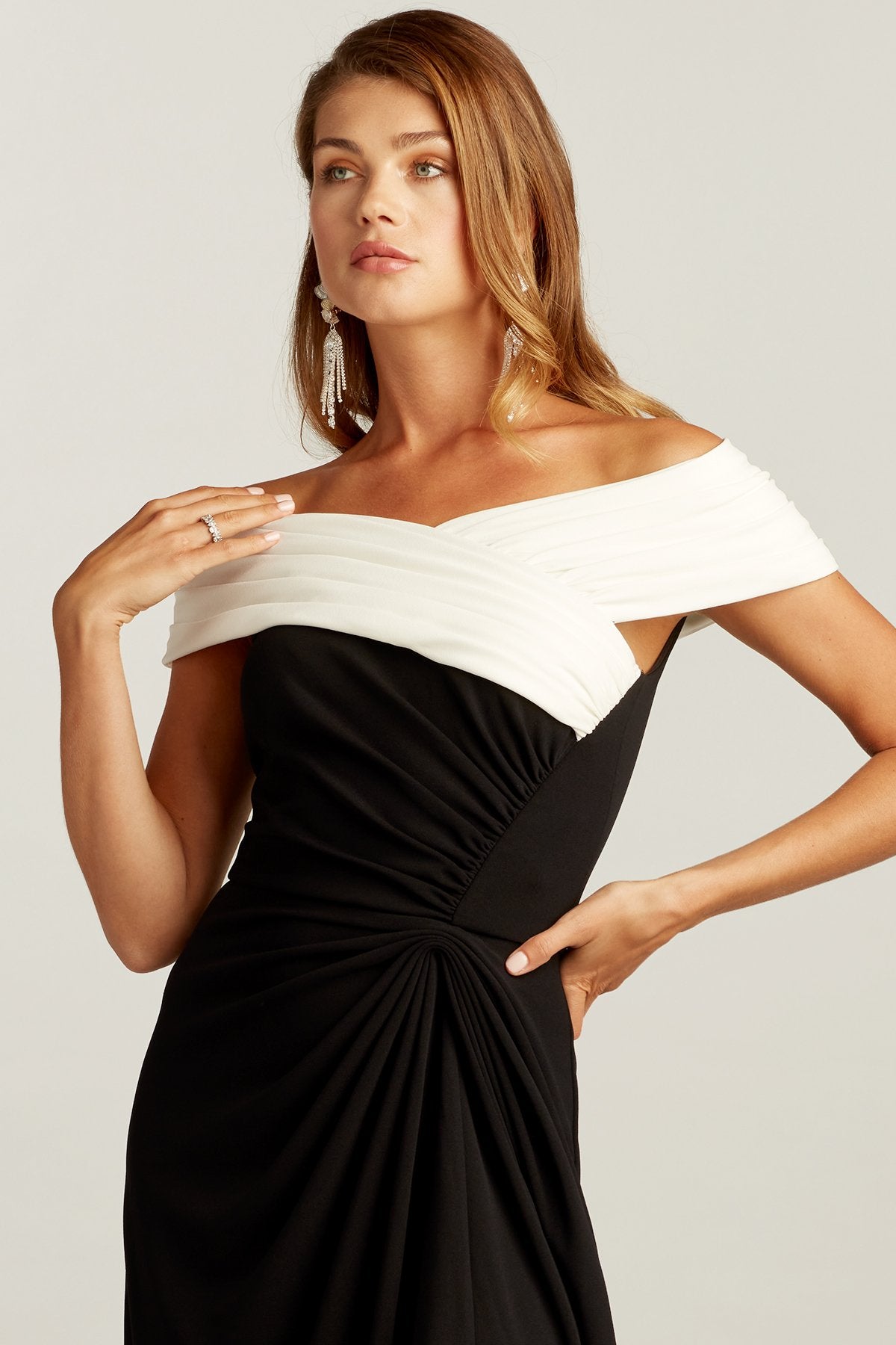 Marion Draped Crepe Gown