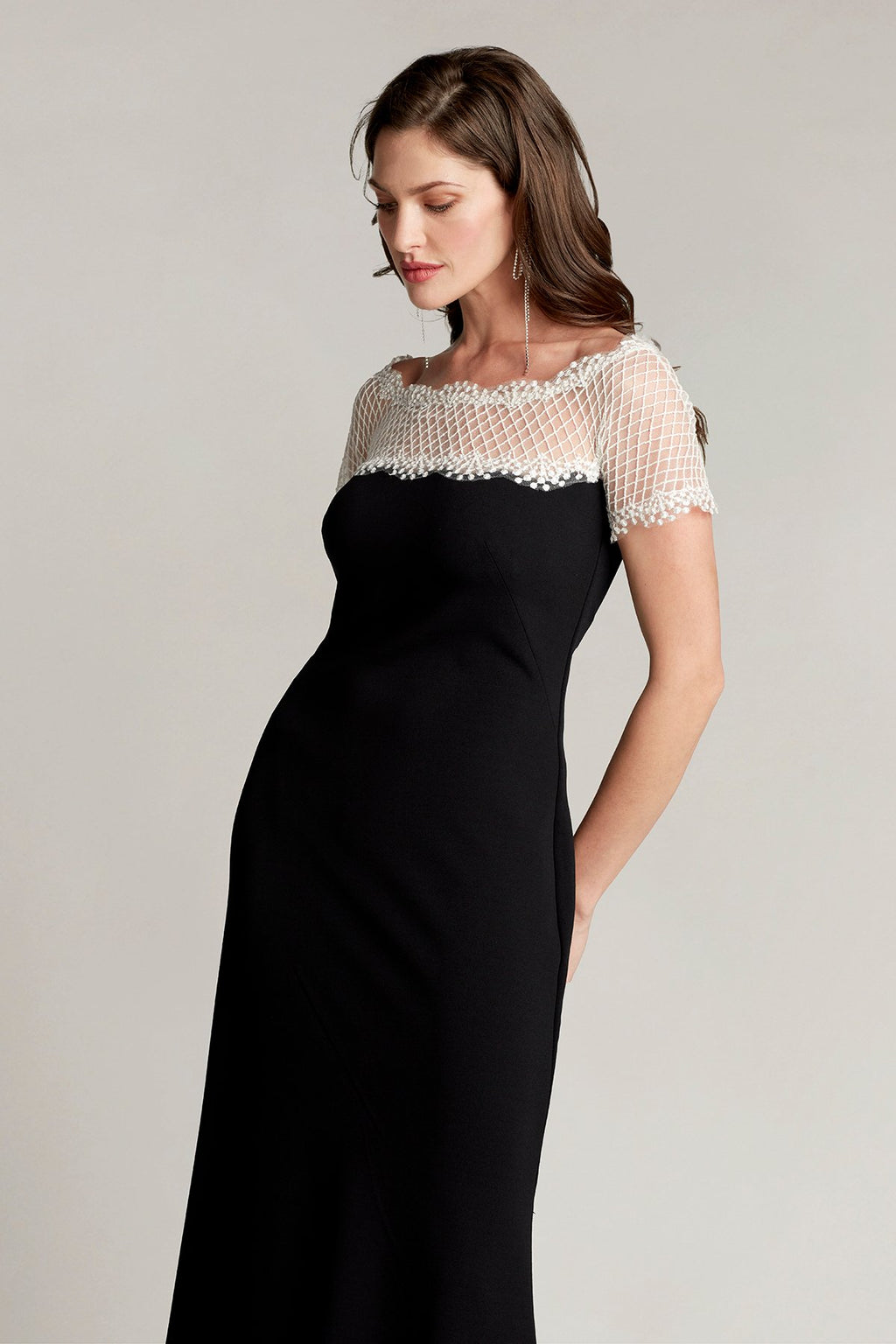 Thelma Contrast Illusion Crepe Gown