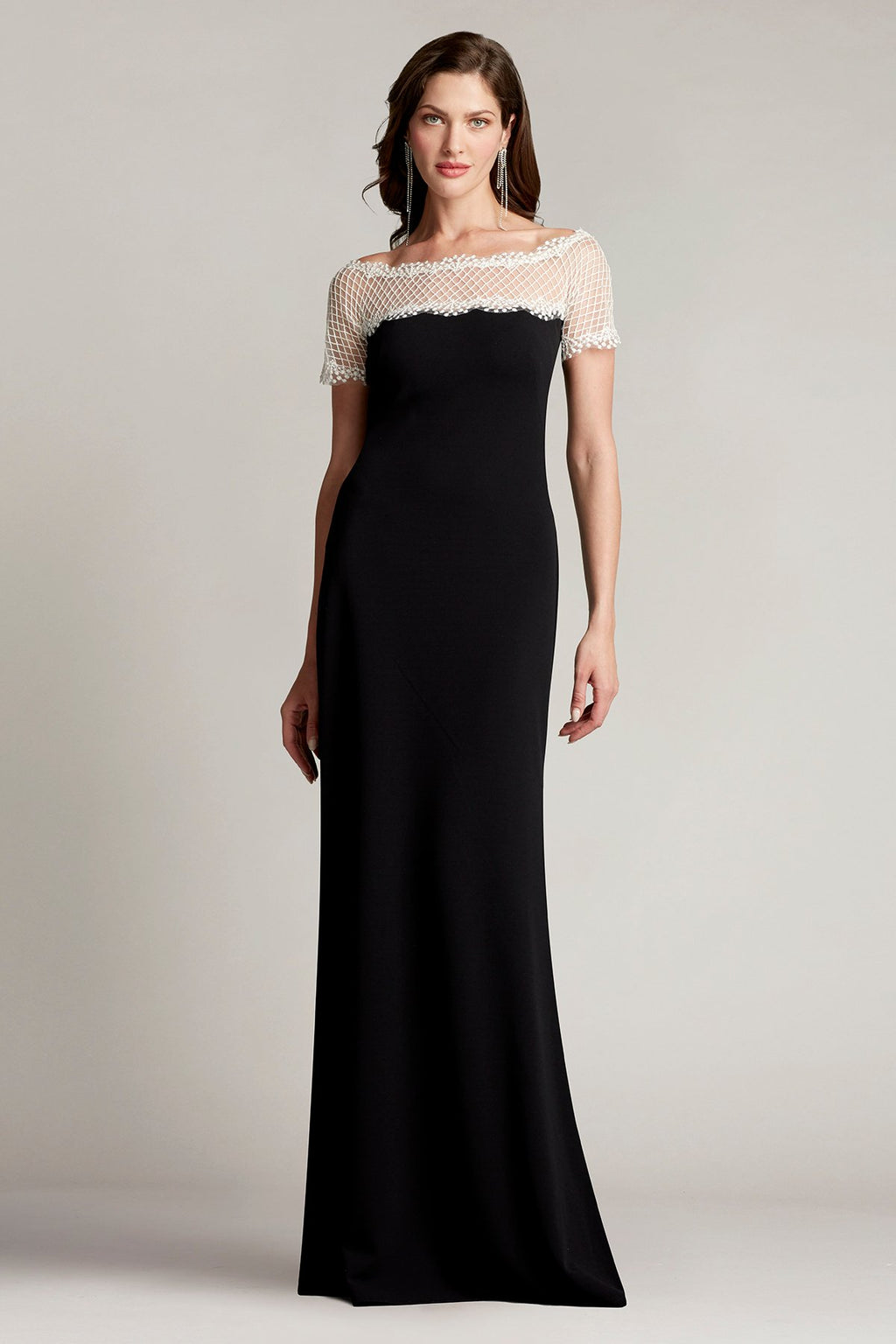 Thelma Contrast Illusion Crepe Gown