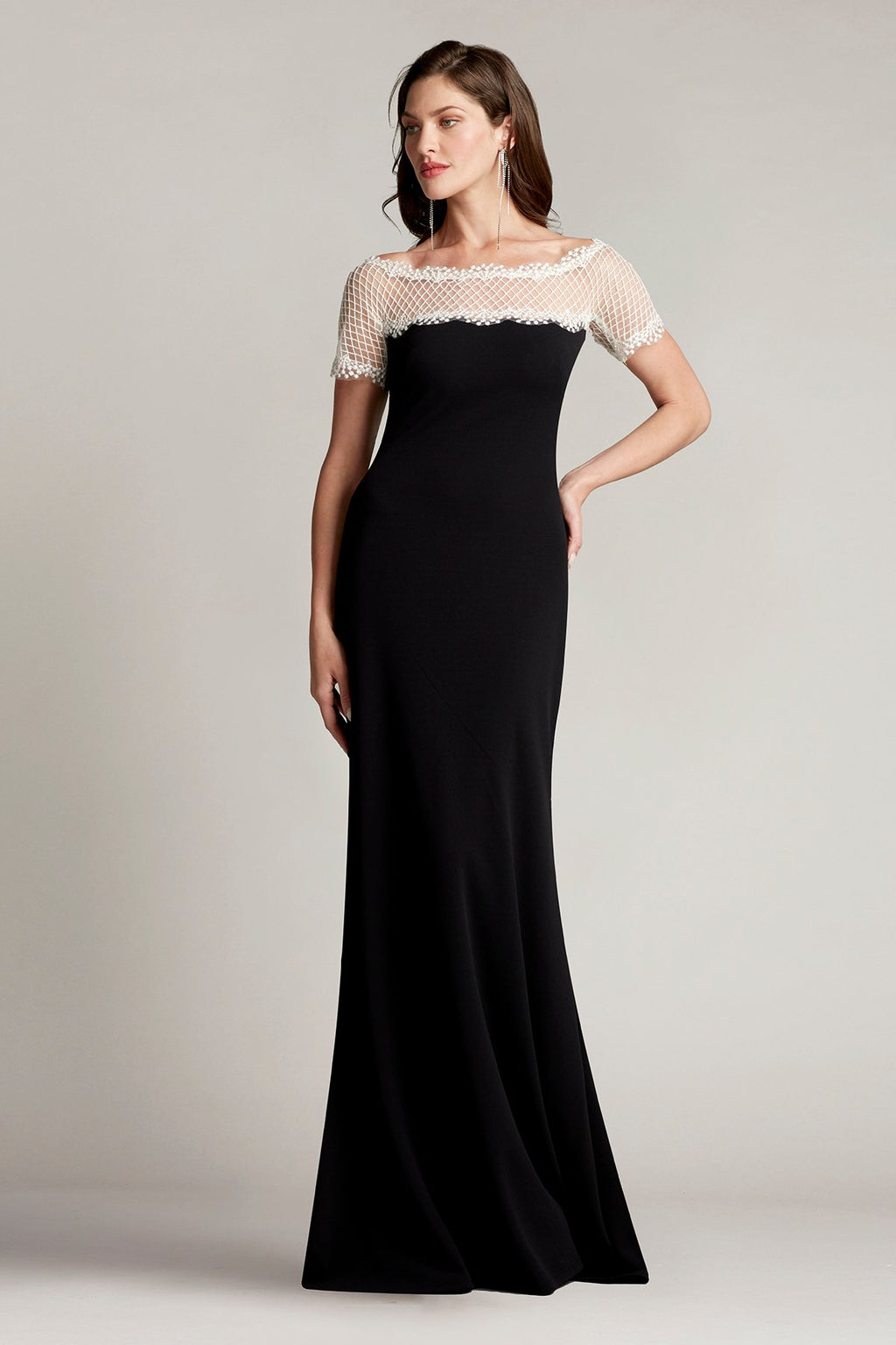 Thelma Contrast Illusion Crepe Gown