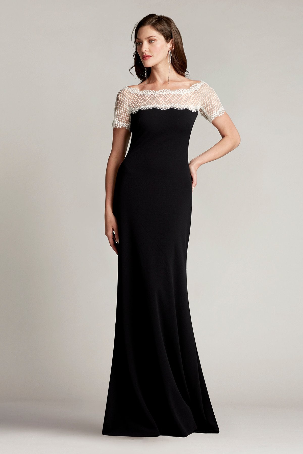 Thelma Contrast Illusion Crepe Gown