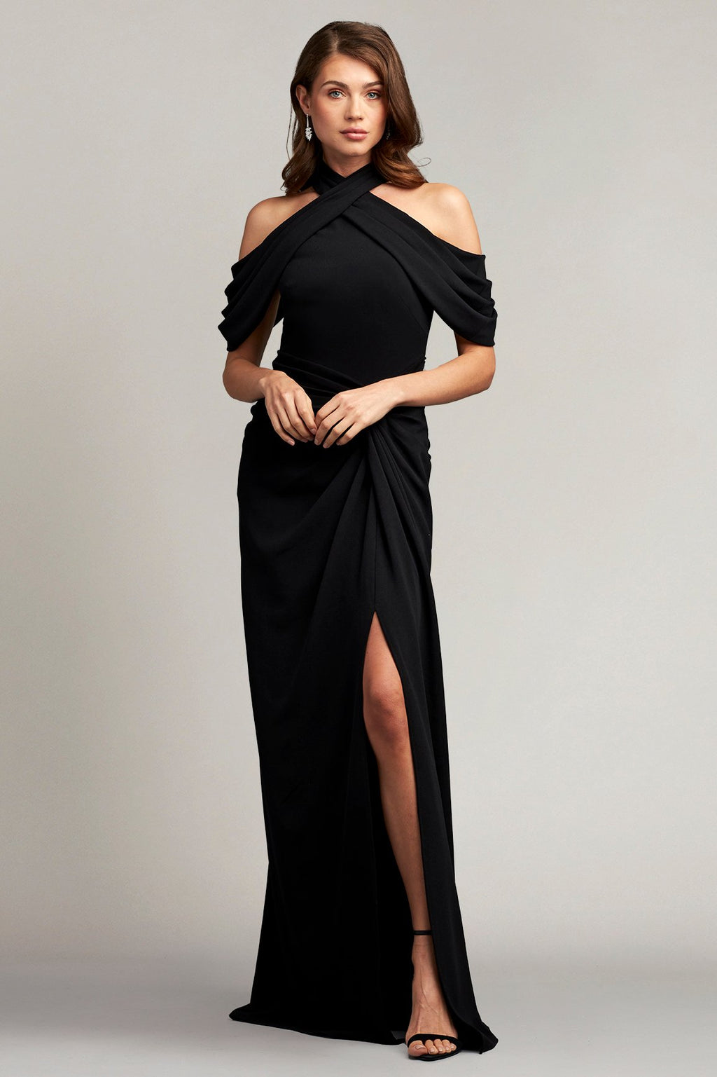 Pruitt Draped Cold-Shoulder Gown