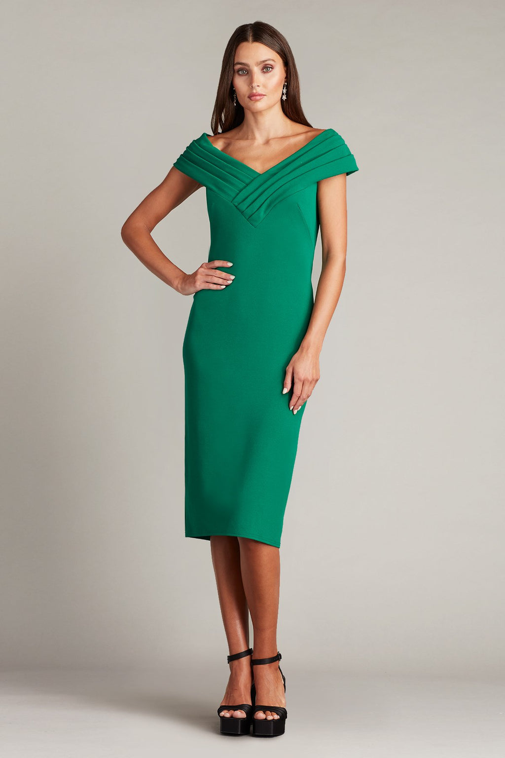 Maribel Draped V-Neck Dress