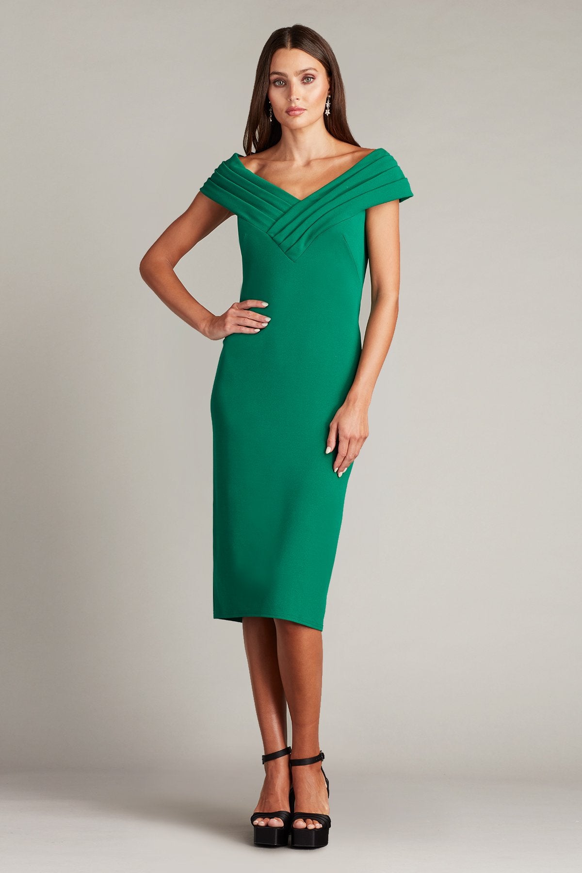 Maribel Draped V-Neck Dress