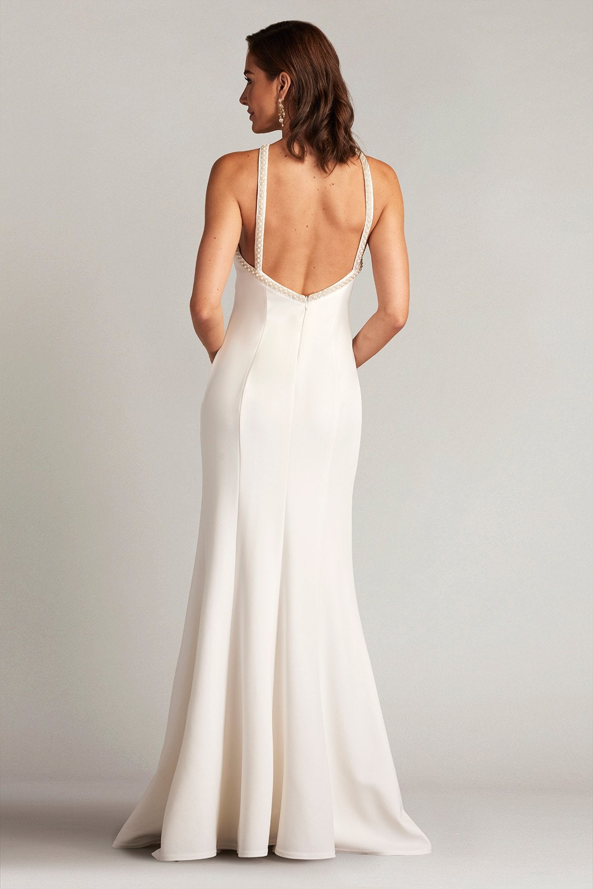 sachin and babi light blue dress Meshki Blanche Satin Pearl Halter Dress by Meshki