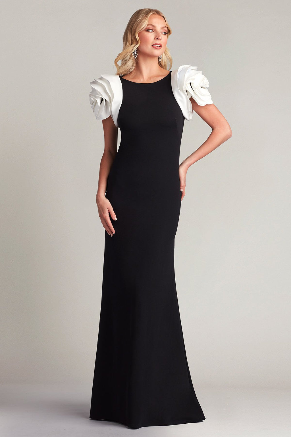Maylee Rosette-Shoulder Gown