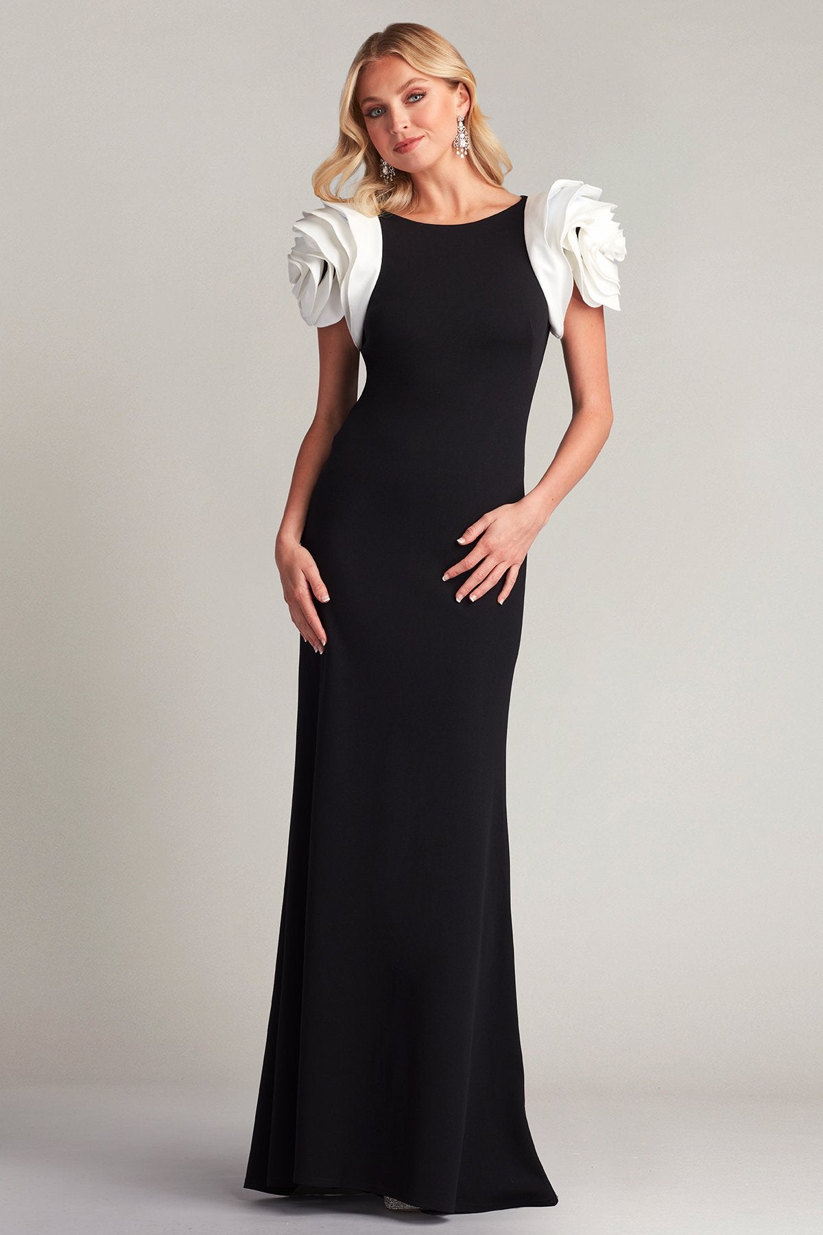 Maylee Rosette-Shoulder Gown