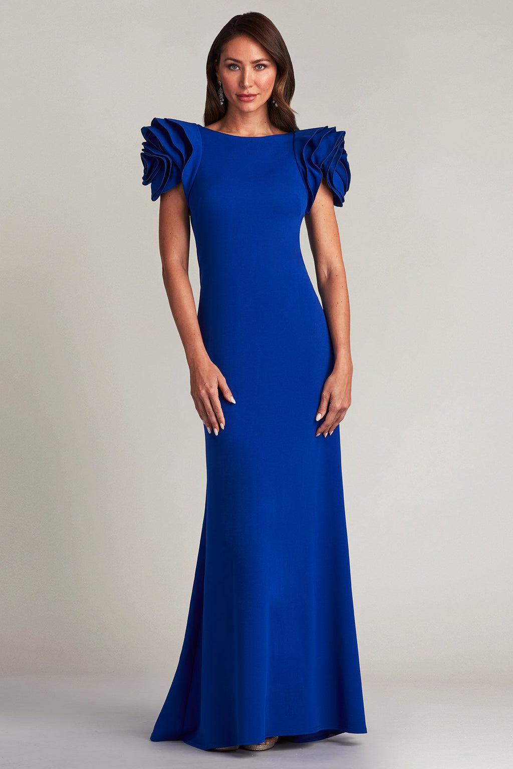 Maylee Rosette-Shoulder Gown
