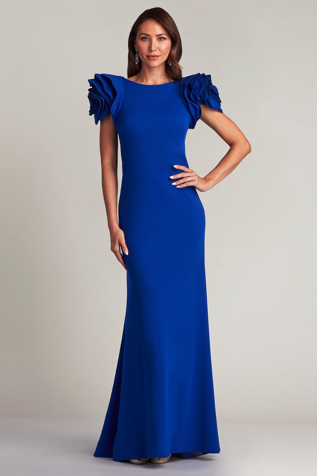 Maylee Rosette-Shoulder Gown
