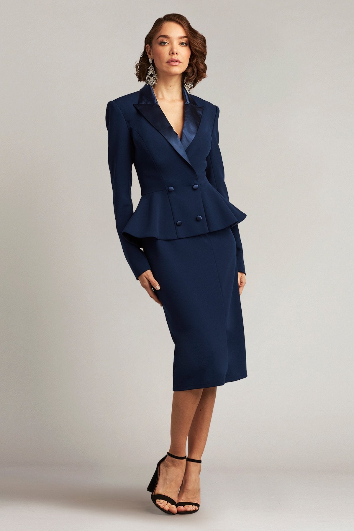 Gilles Peplum Tuxedo Dress