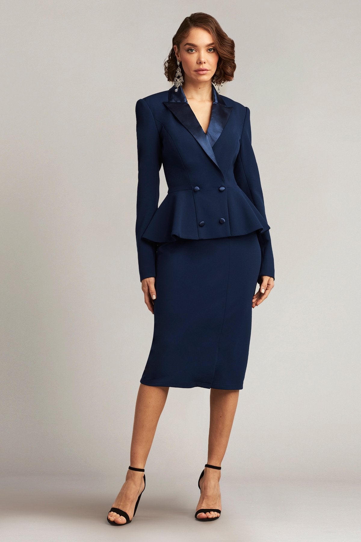 Gilles Peplum Tuxedo Dress