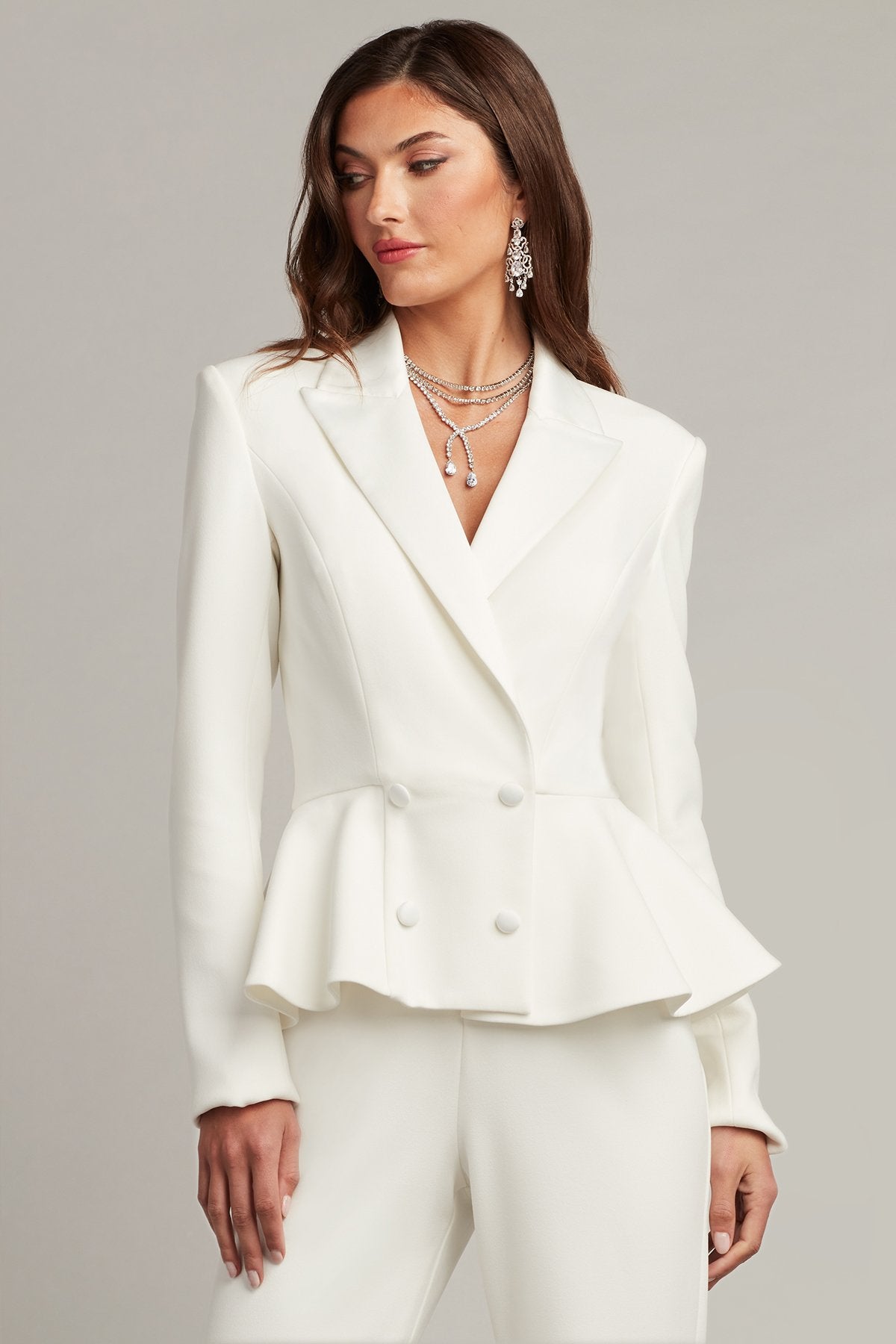 Gilles Peplum Tuxedo Bridal Jumpsuit – Tadashi Shoji Official