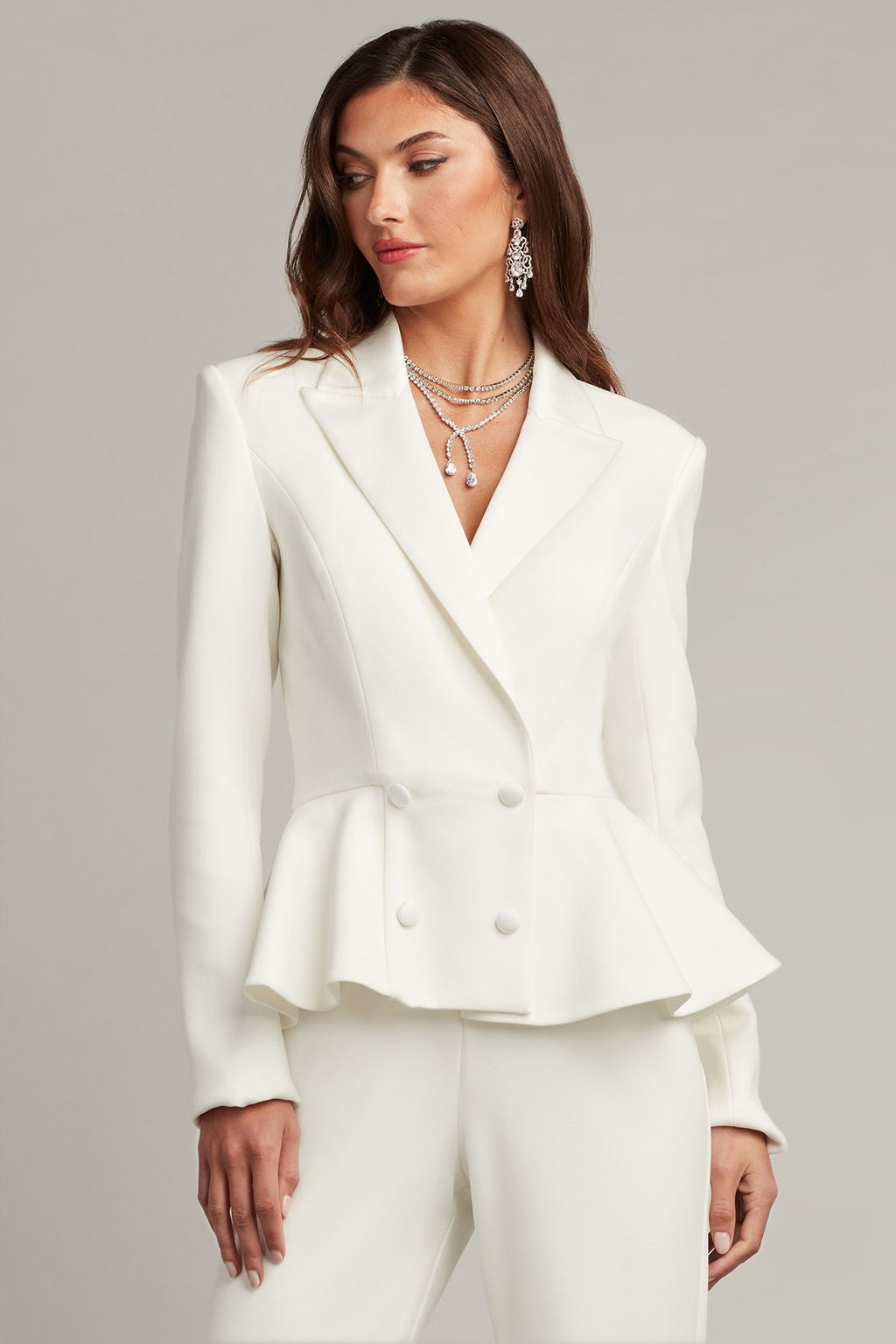 Gilles Peplum Tuxedo Bridal Jumpsuit