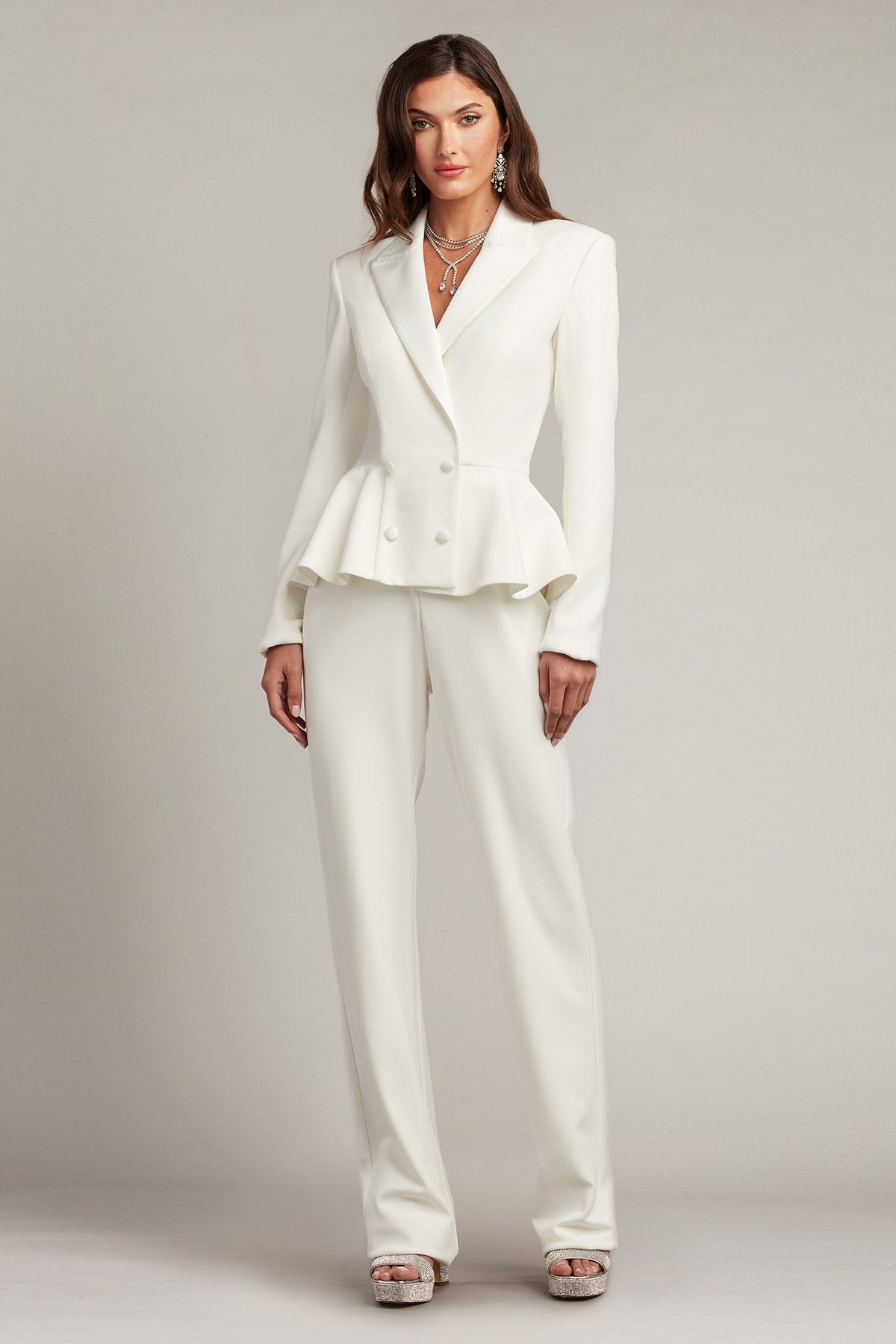 Gilles Peplum Tuxedo Bridal Jumpsuit – Tadashi Shoji Official