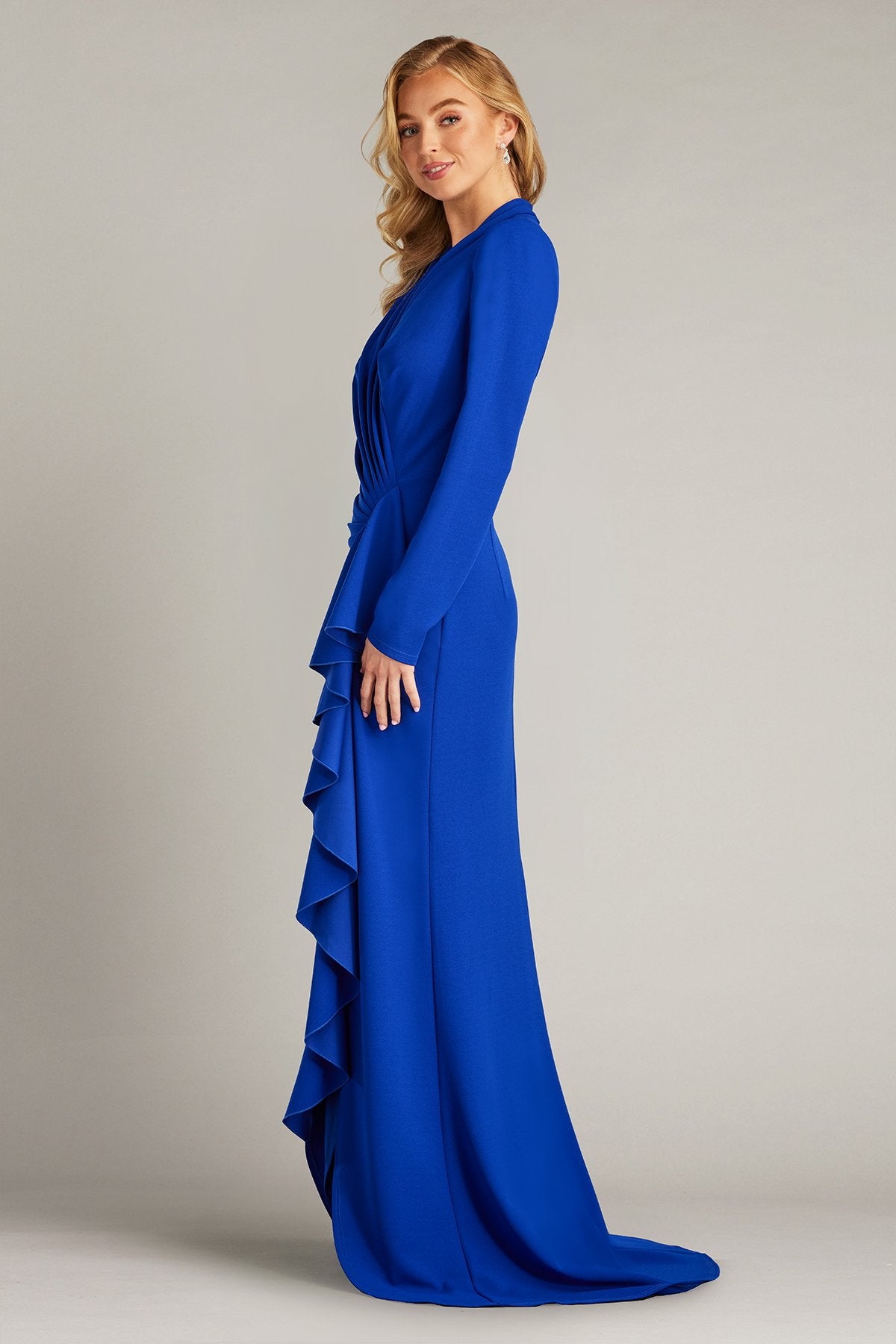Markum Long-Sleeve Flounce Gown