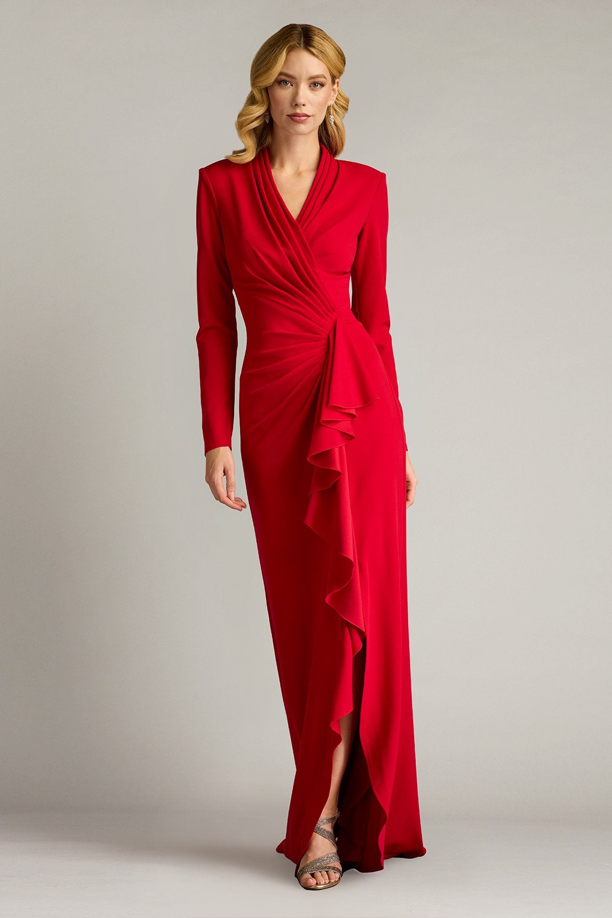 Markum Long-Sleeve Flounce Gown