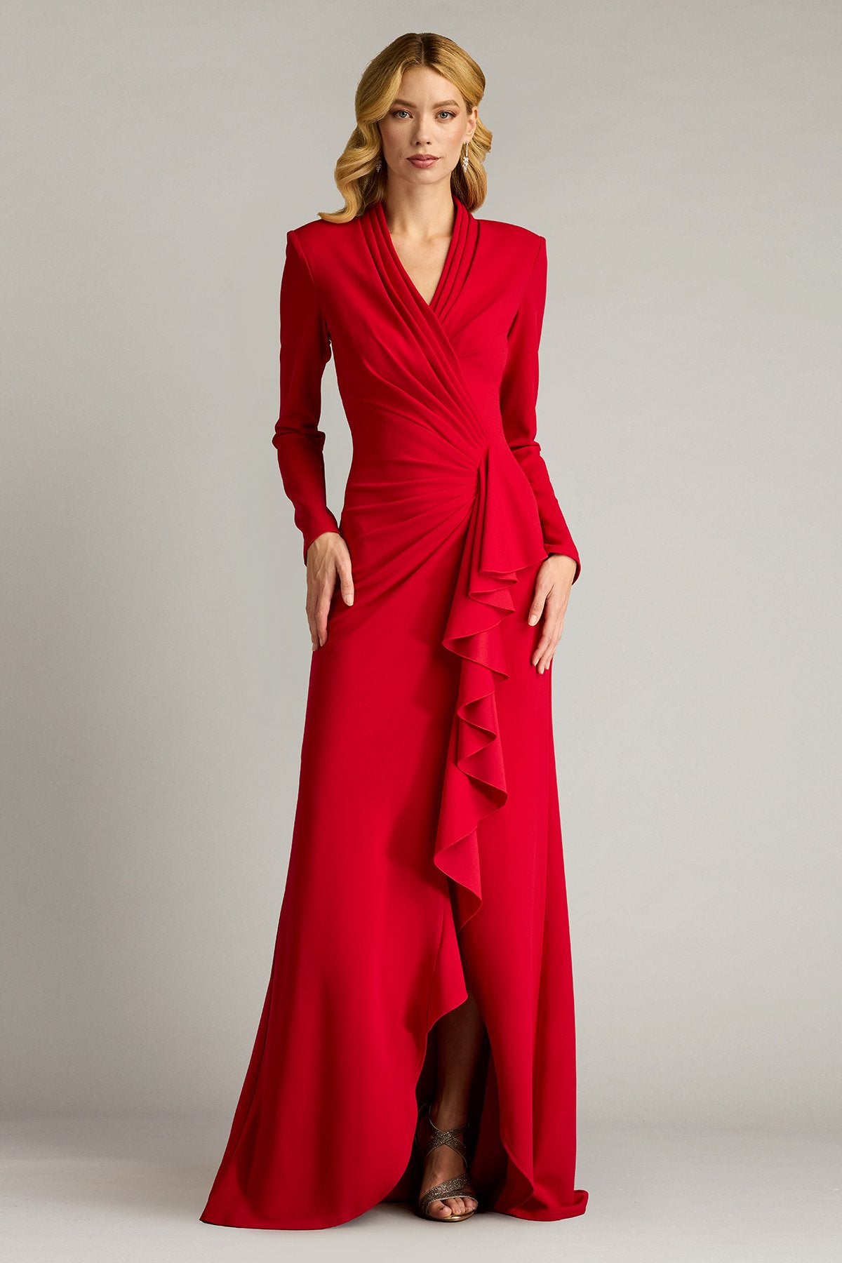 Markum Long-Sleeve Flounce Gown