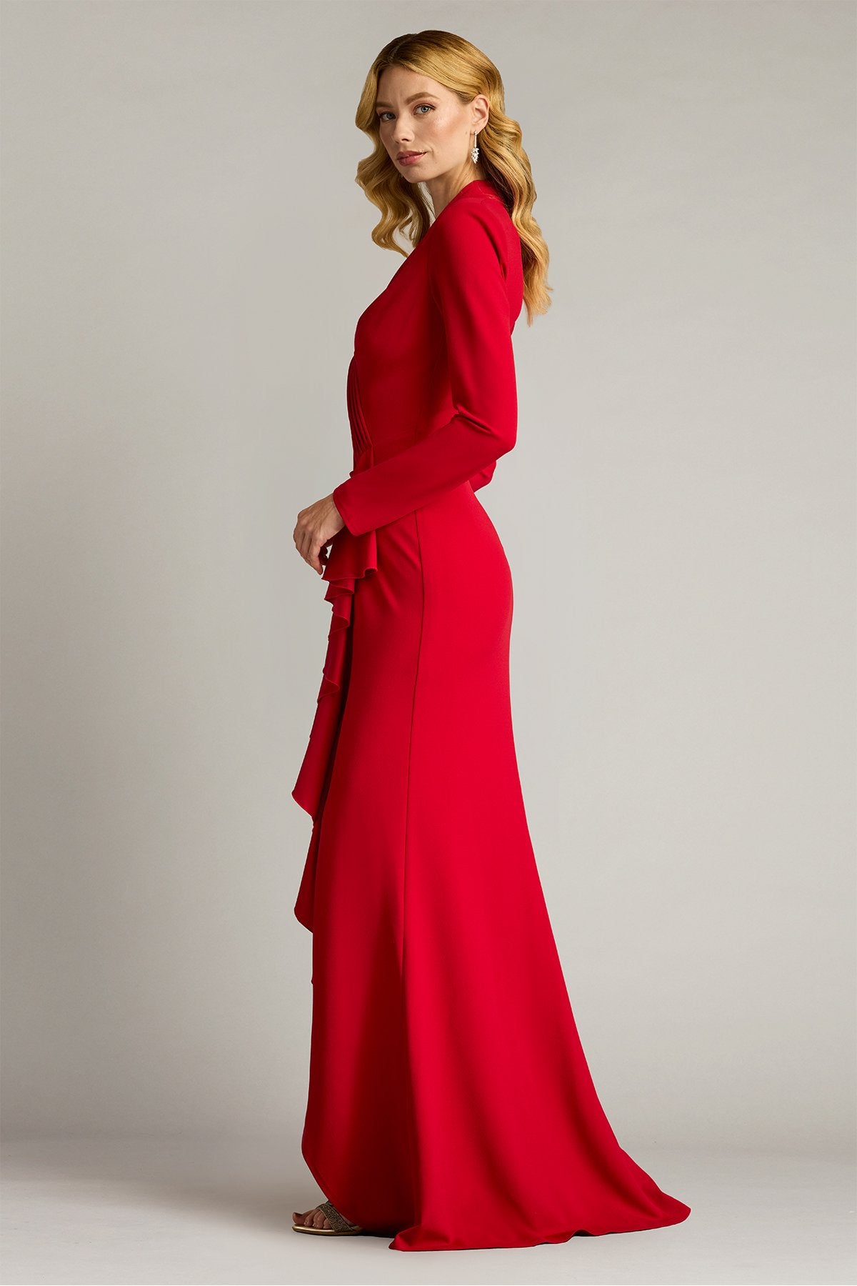 Markum Long-Sleeve Flounce Gown
