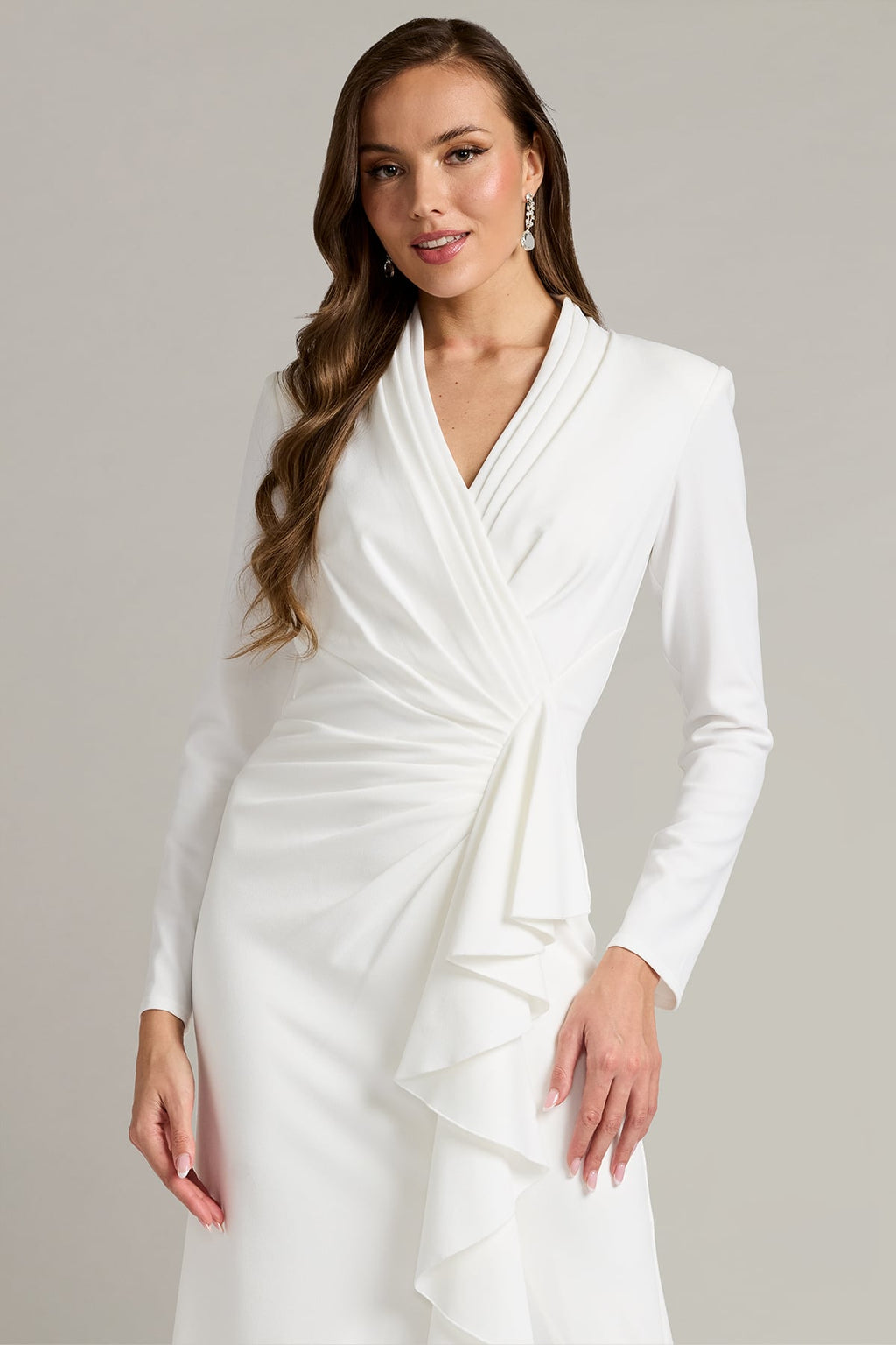 Markum Long-Sleeve Flounce Gown