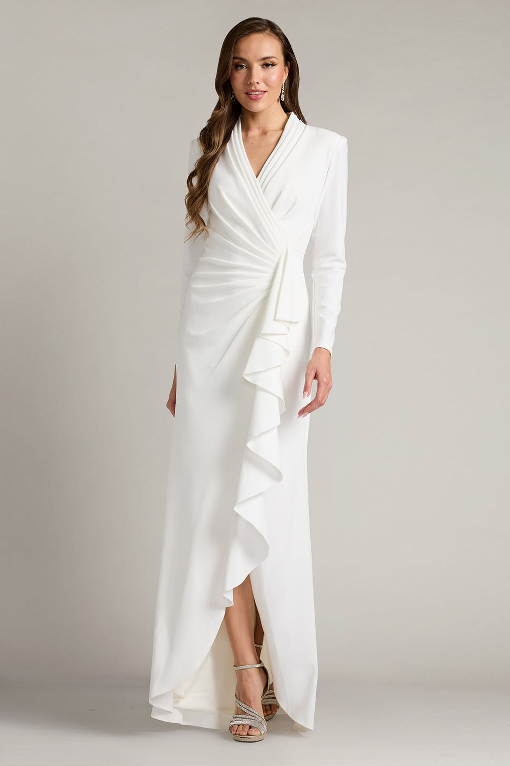 Markum Long-Sleeve Flounce Gown