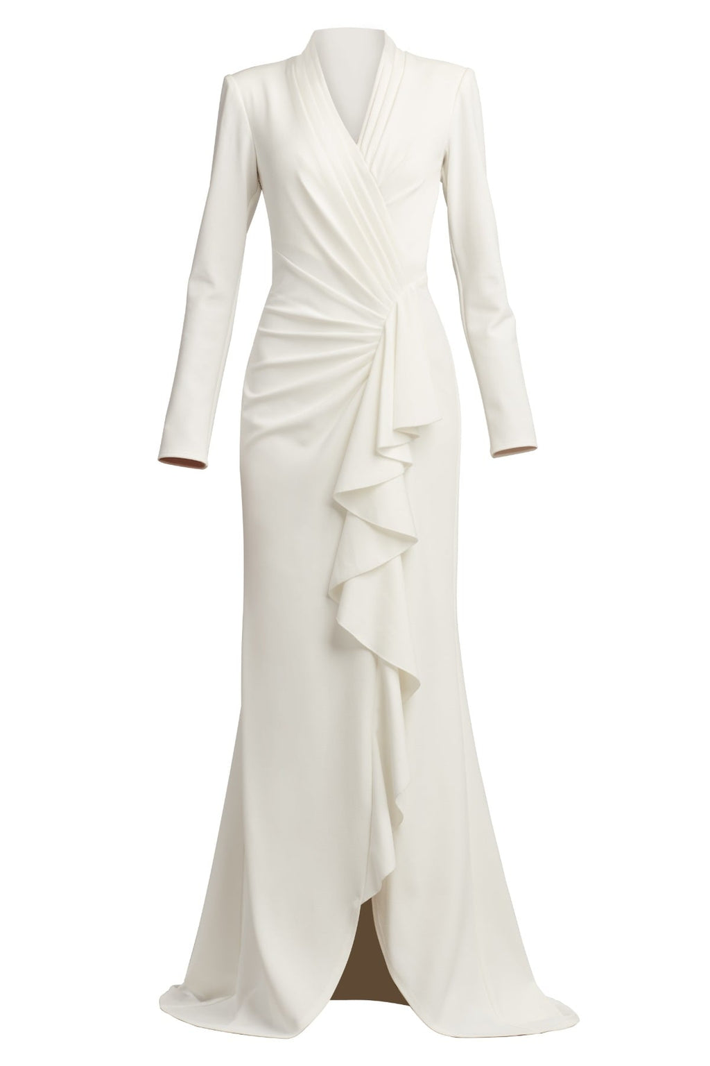Markum Long-Sleeve Flounce Gown