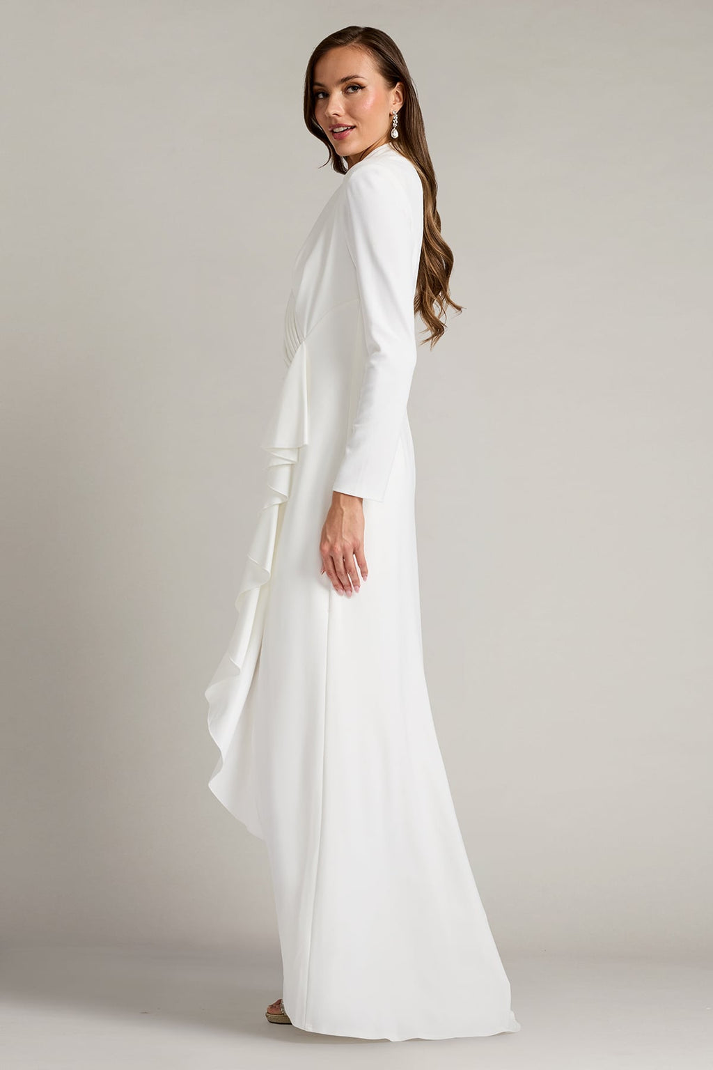 Markum Long-Sleeve Flounce Gown
