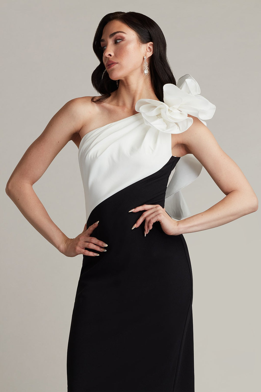 Aria One-Shoulder Ruffle Gown