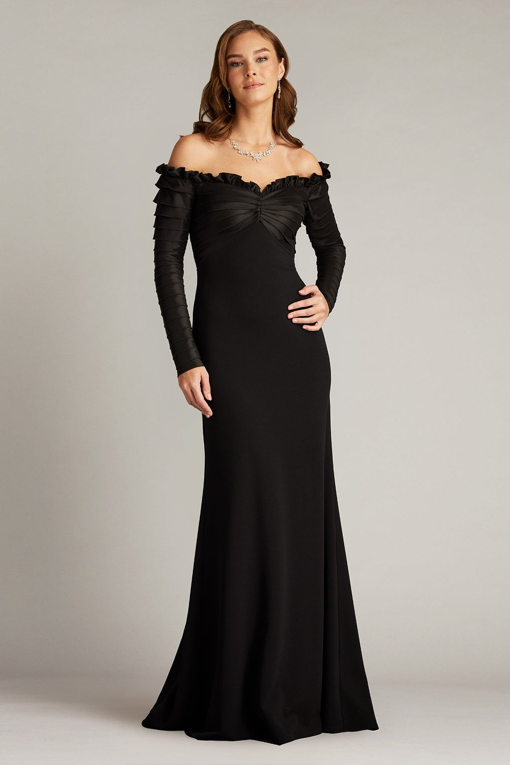 Neena Taffeta Banded Gown