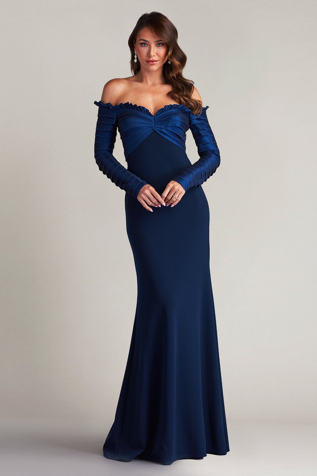 Neena Taffeta Banded Gown