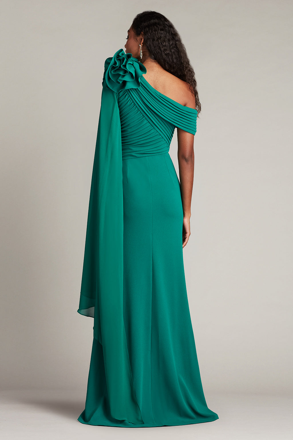 Kamari Draped Rosette Shoulder Gown