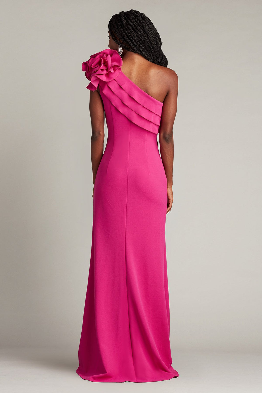 Pike Draped Rosette Shoulder Gown