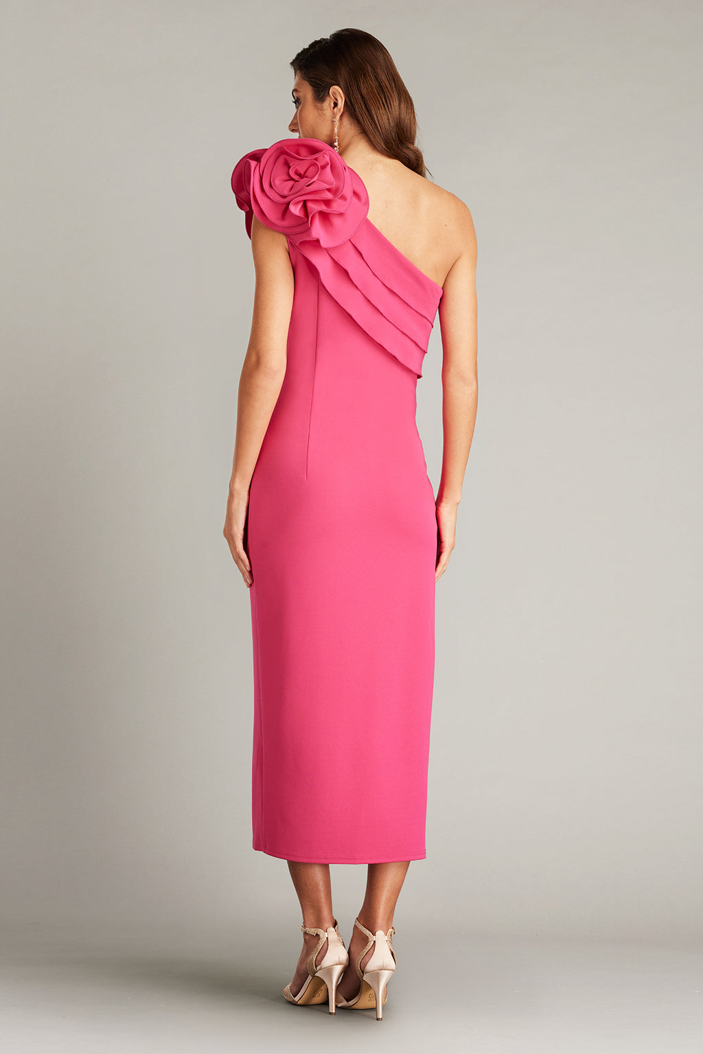 Pike Draped Rosette Shoulder Dress